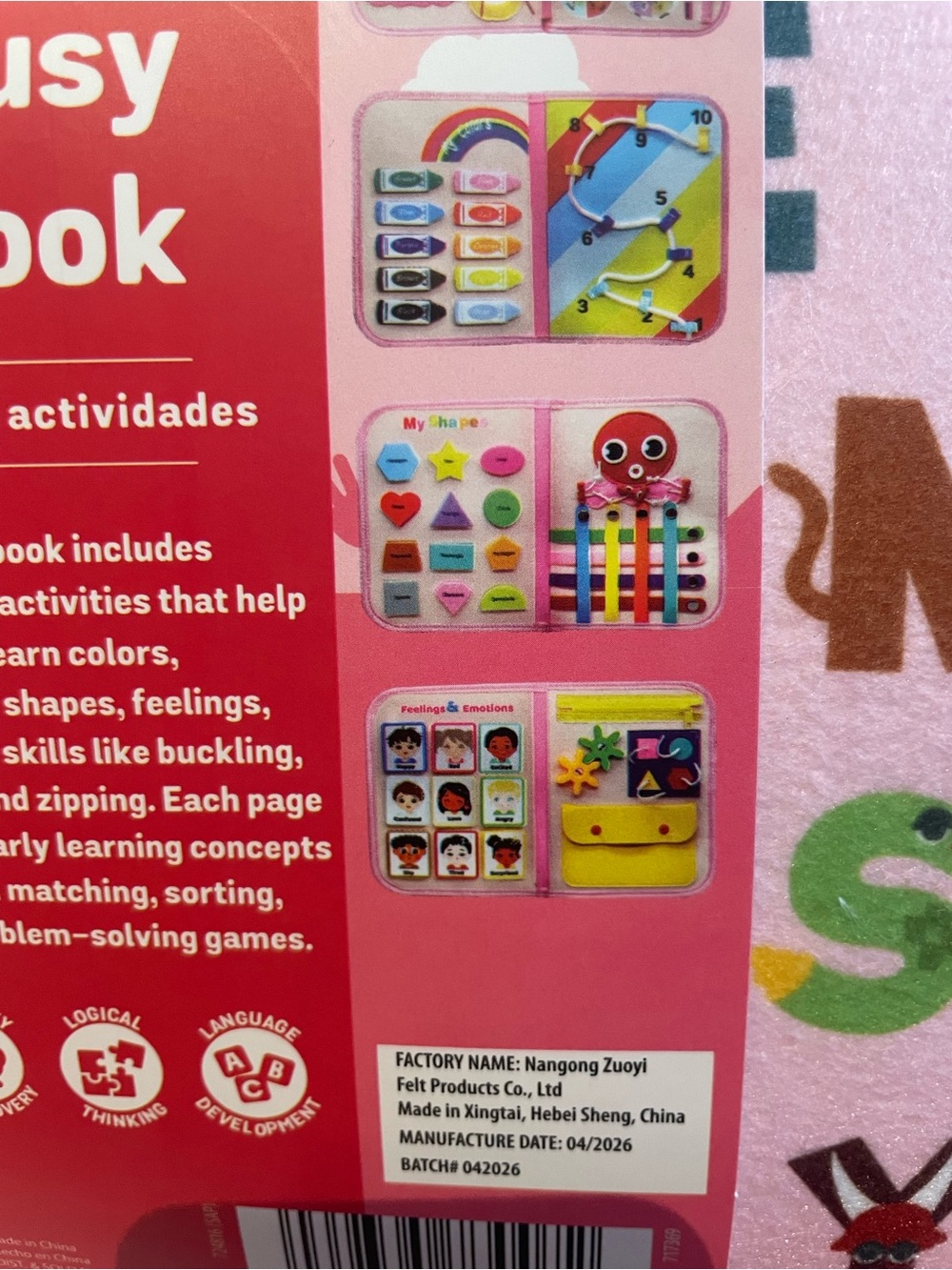 NWT Pink Felt Mermaid Busy Book for Toddlers - Picture 4 of 6